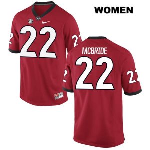 Women's Georgia Bulldogs NCAA #22 Nate McBride Nike Stitched Red Authentic College Football Jersey TLM4054GD